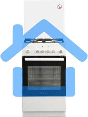 Плита газовая De Luxe 5040.30г (кр) ЧР белый/черный, конфорок 4 шт, духовка 43 л, 50 см x 85 см x 50 см