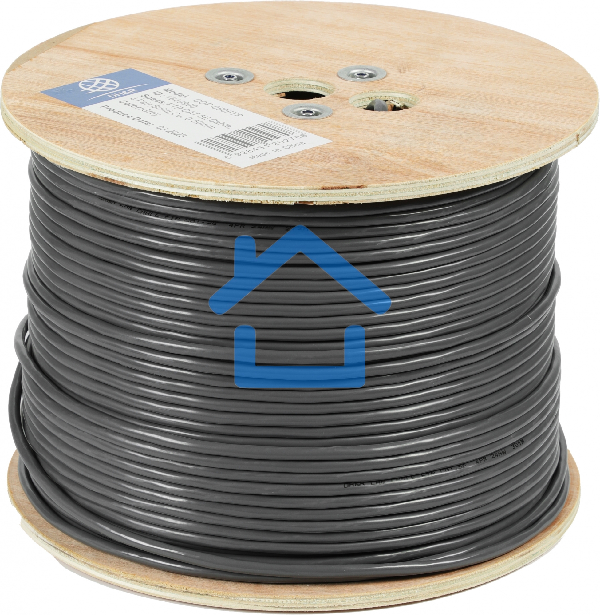 Кабель сетевой Ningbo FTP 4 пары cat5E solid 0.5мм Cu molded 305м серый