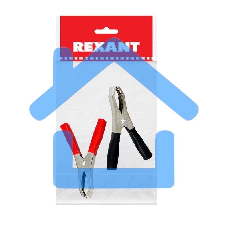 Зажим крокодил Rexant, длина 98 мм, ток 50A, 2 шт., пакет БОПП