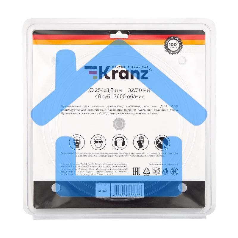 Диск пильный 254 мм х 48 зуб х 32/30 мм Kranz