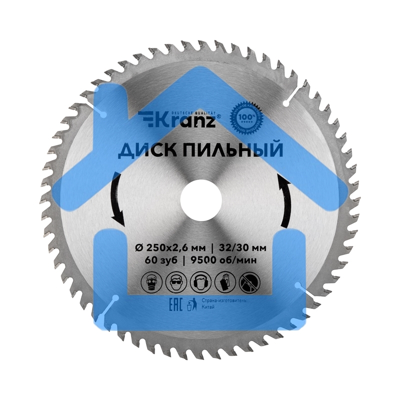 Диск пильный 250 мм х 60 зуб х 32/30 мм Kranz