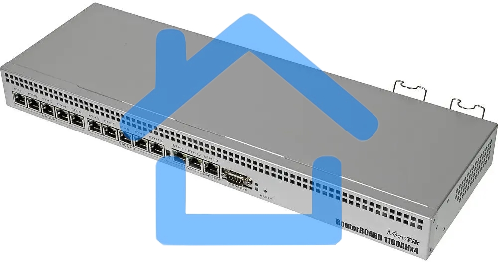 Маршрутизатор MikroTik RB1100AHx4 with Annapurna Alpine AL21400 Cortex A15 CPU (4-cores, 1.4GHz per core), 1Gb RAM, 13xGbit LAN, RouterOS L6, 1U rackmount case, Dual PSU