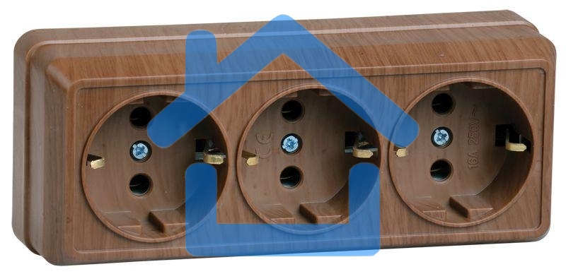 Розетка 3-местн. с з/к 16А откр.уст. ОКТАВА (дуб) Iek ERO31-K04-16-DC РС23-3-ОД