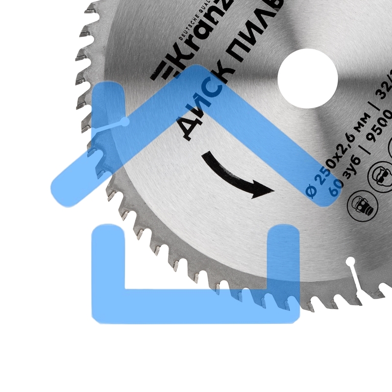 Диск пильный 250 мм х 60 зуб х 32/30 мм Kranz