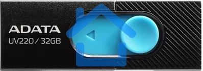 Флешка USB R/W ADATA R/W 32Gb ADATA UV220, USB 2.0, черный/голубой
