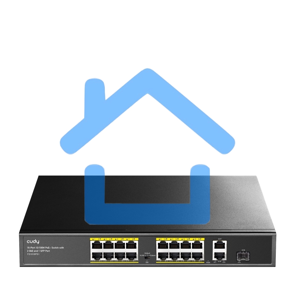Коммутатор Cudy FS1018PS1 (L2) 16x100Мбит/с 2x1Гбит/с 1SFP 16PoE+ 200W неуправляемый