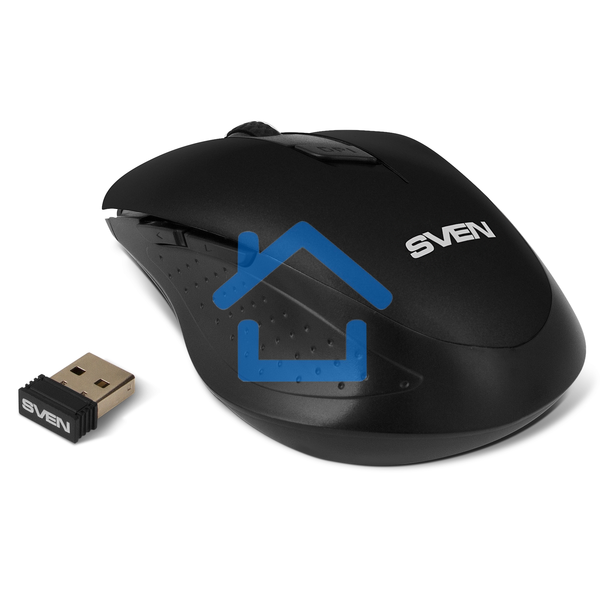 Мышь беспроводная SVEN RX-425W черный, 1600 dpi, радиоканал, USB, кнопки - 6