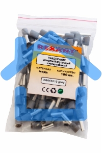 Наконечник штыревой втулочный изолированный F-9 мм 4 мм² (НШВи 4.0-9) серый Rexant