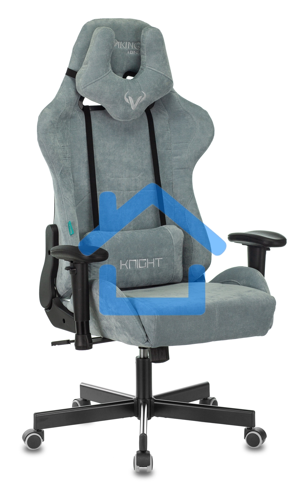 Кресло игровое Бюрократ VIKING KNIGHT LT28 FABRIC серо-голубой крестовина металл/пластик