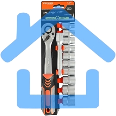 Набор торцовых головок PATRIOT SSR-1/2, CrV сталь, трещотка, удлинитель, 12 предм.Тороцовые головки 10 шт: 10,11,12,13,14,15,17,19,22,24мм удлинитель 125мм 1шт трещотка 72 зуба 1 шт