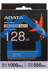Флешка USB ADATA UE800 (AELI-UE800-128G-CSG), 128 Gb, Type-C USB 3.2, R/W 1000/550, серебристый