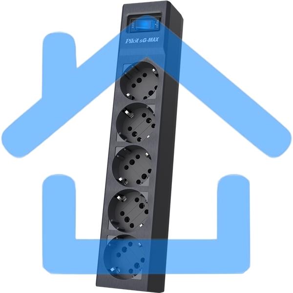 Сетевой фильтр Pilot sG-Max 5 outlets (GP), 15А/3.3 kVt, automatic circuit-breaker, 1.8 m, gfaphite