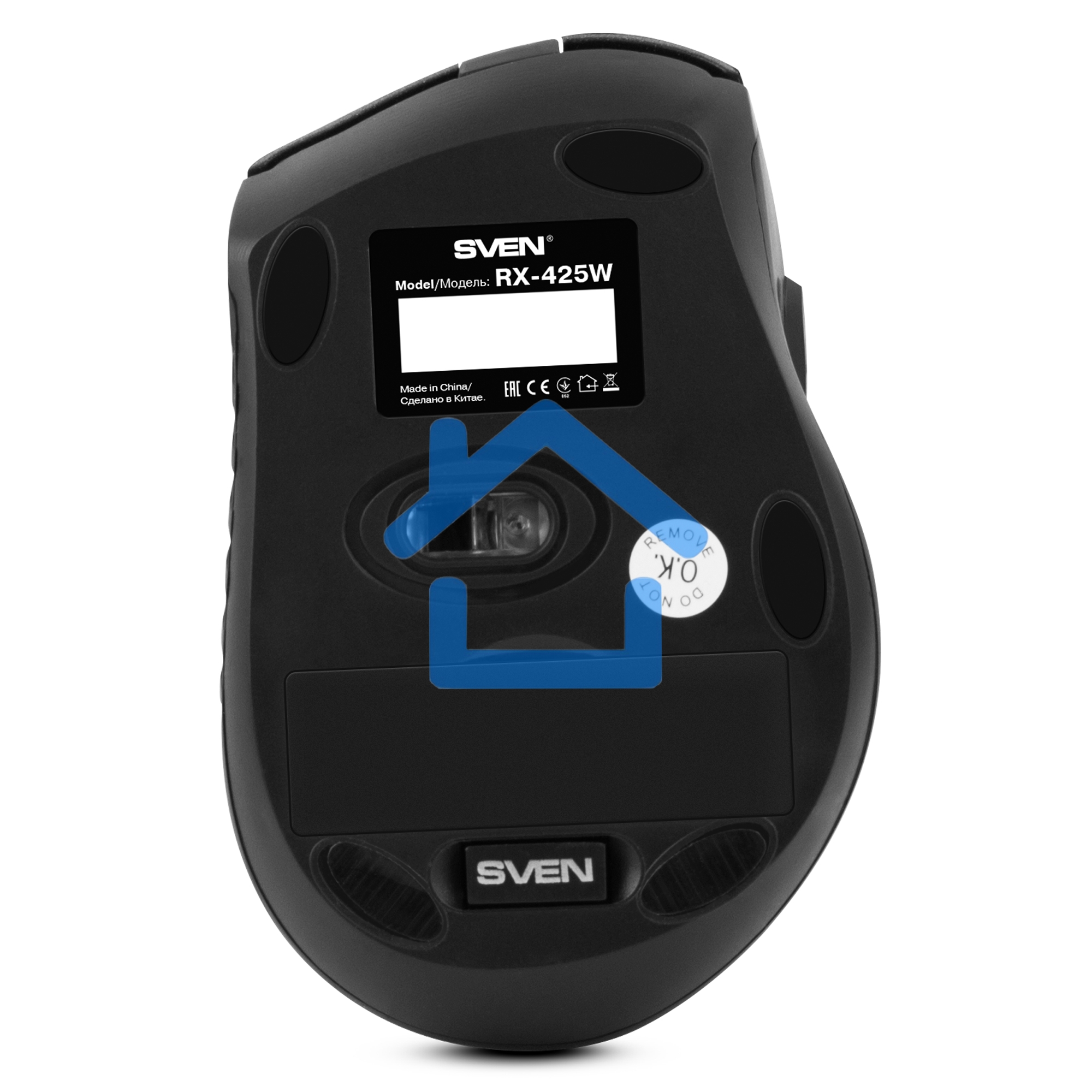 Мышь беспроводная SVEN RX-425W черный, 1600 dpi, радиоканал, USB, кнопки - 6