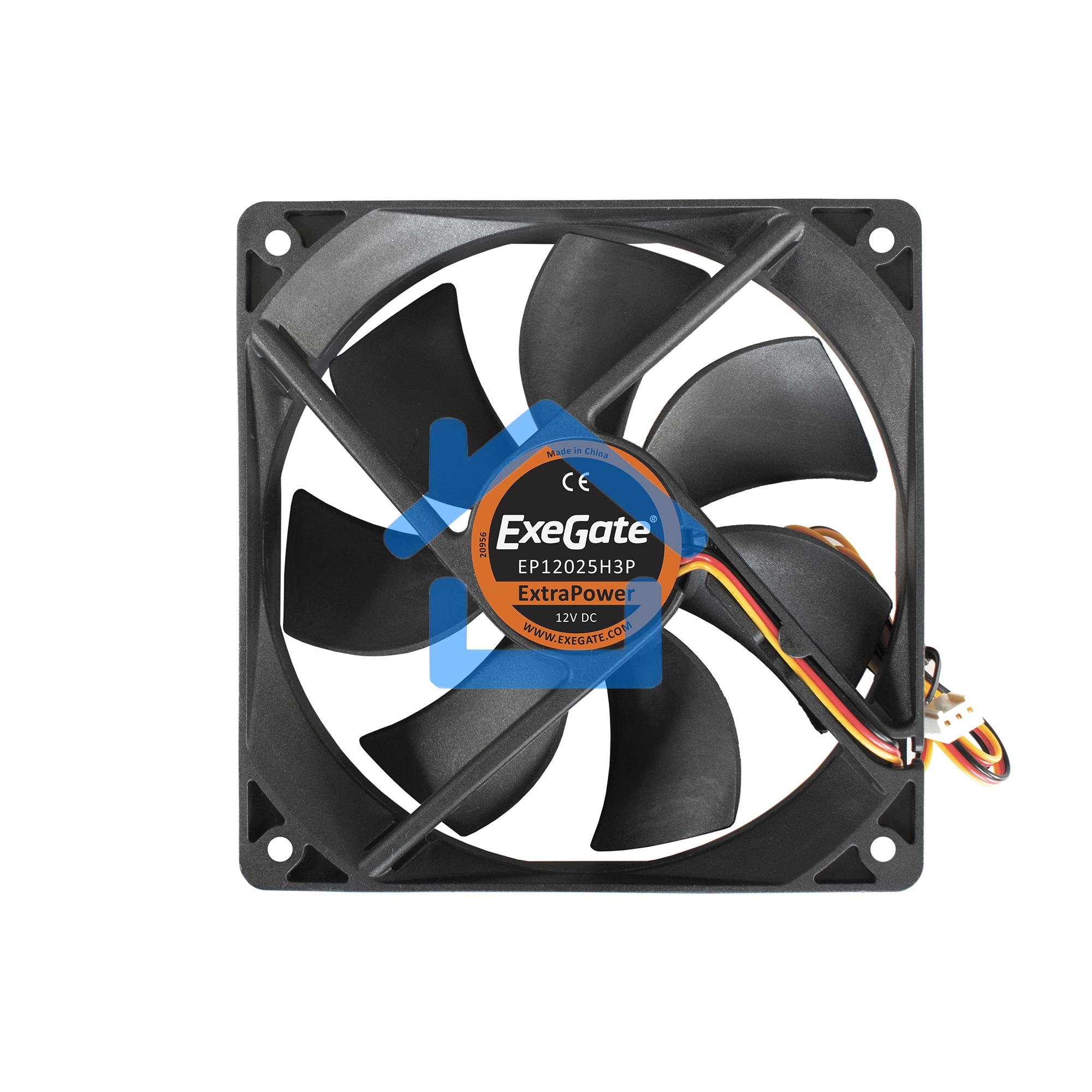 Вентилятор для корпуса ExeGate ExtraPower EP12025H3P черный, 120 мм, 1800 об/мин, 28 дБ, 3 pin