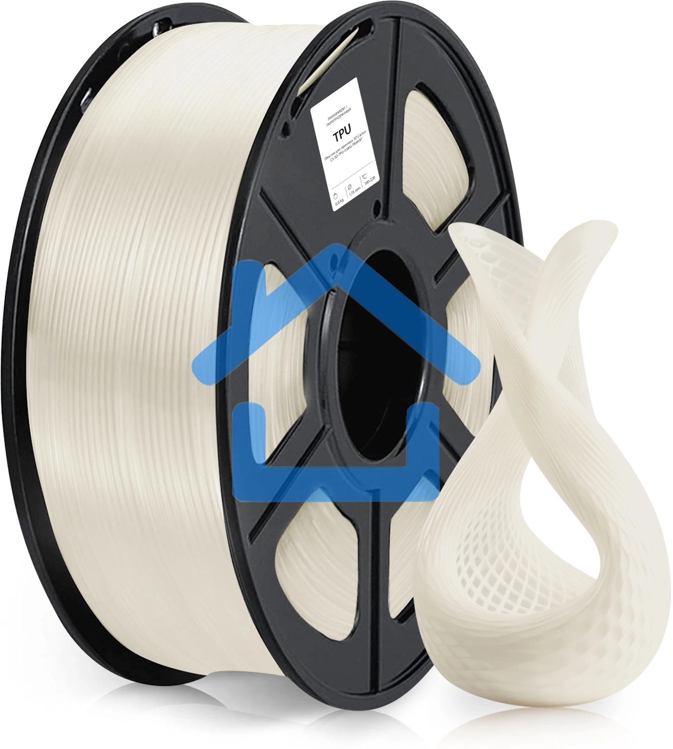 Пластик для принтера 3D Cactus CS-3D-TPU-0.8KG-TRANSP TPU d1.75мм 0.8кг 1цв.