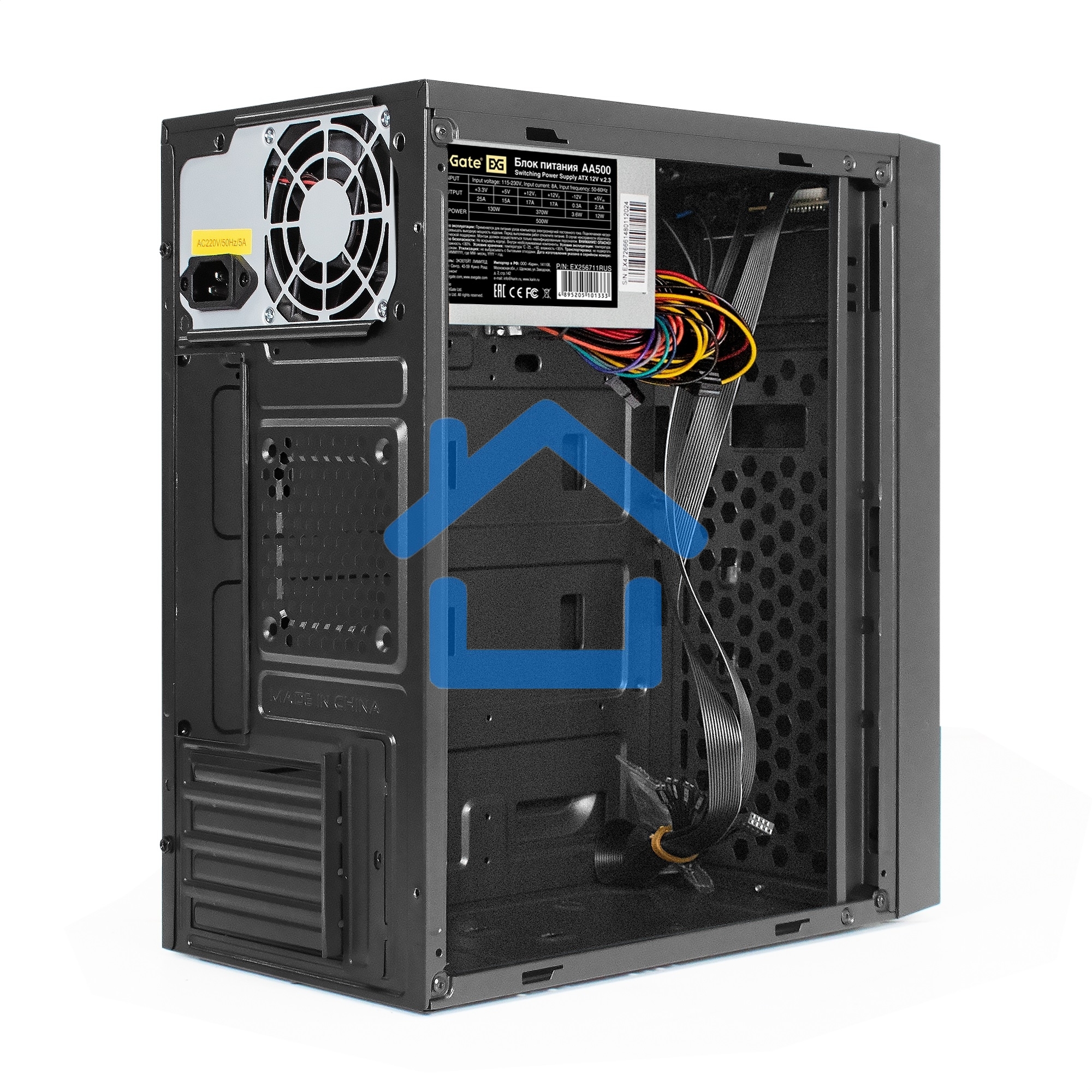 Компьютерный корпус Minitower ExeGate BAA-113-AA500 (mATX, БП AA500 с вент. 8см, 2*USB, аудио, черный)