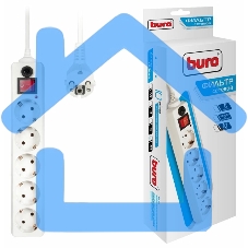 Сетевой фильтр Buro 500SH-10-W 10м (5 розеток) белый (коробка)