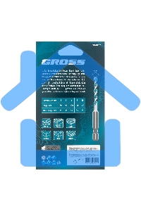 Набор сверл универсальных, Multipurpose PRO, 6-гр. хвостовик, 4-10мм, 5шт Gross