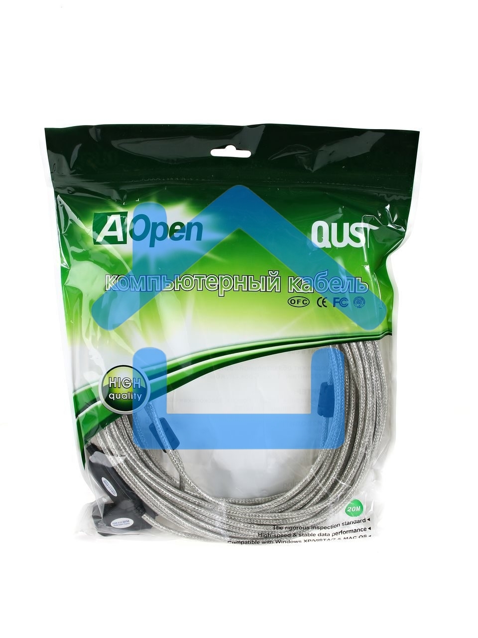 Кабель-адаптер Aopen/Qust USB2.0-repeater, удлинительный активный <Am-->Af> 20м (ACU823-20M) 6938510851345