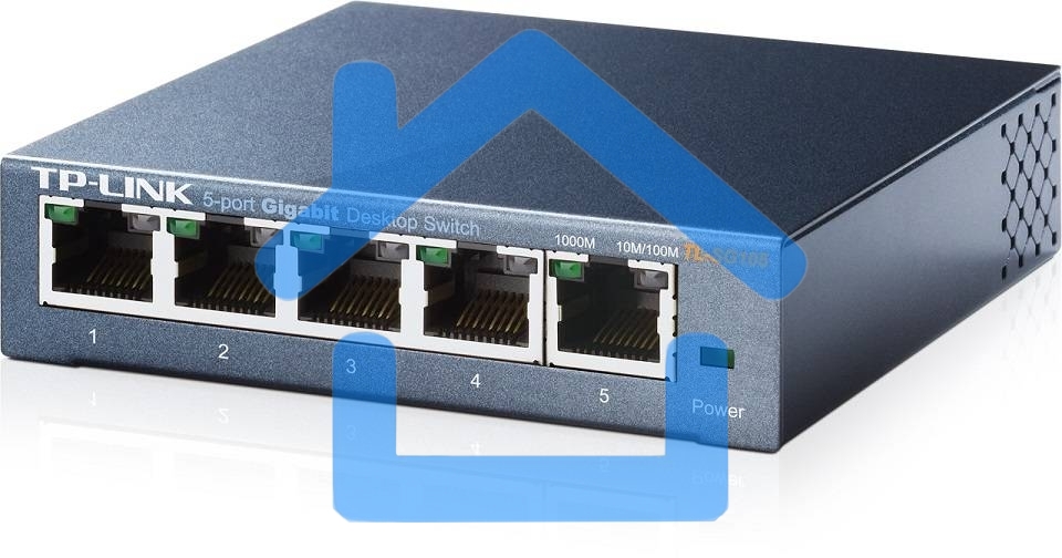 Коммутатор TP-Link SOHO TL-SG105 5-port Desktop Gigabit Switch, 5 10/100/1000M RJ45 ports, metal case