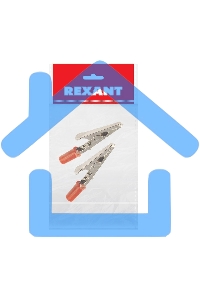 Зажим крокодил Rexant, длина 53 мм, ток 15A, 2 шт., пакет БОПП