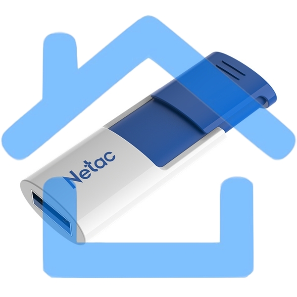 Флешка USB R/W Netac U182 Blue 64Gb <NT03U182N-064G-30BL>, USB3.0, сдвижной корпус, пластиковая бело-синяя