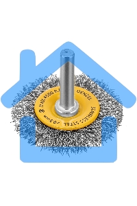 Щетка для дрели Denzel 50 мм, плоская, со шпилькой, нержавеющая витая проволока