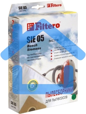 Пылесборники Filtero SIE 05 (3) Экстра, пятислойные, 3 шт., для пылесосов SIEMENS, Bosch