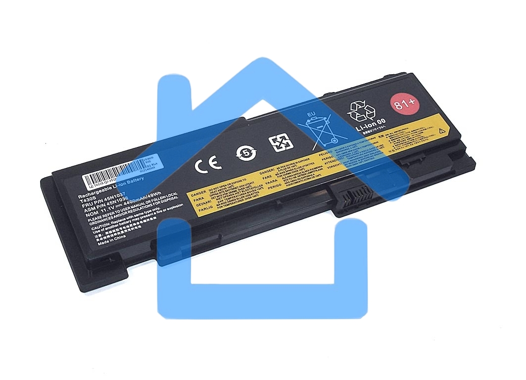 Аккумуляторная батарея для ноутбука Lenovo T430S 11.1V 4400mAh OEM черный
