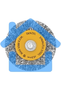 Щетка для дрели Denzel 50 мм, плоская, со шпилькой, нержавеющая витая проволока