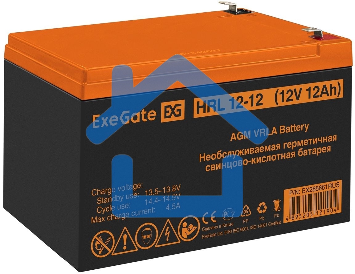 Батарея ExeGate EX285661RUS HRL 12-12 (12V 12Ah 1251W, клеммы F2)