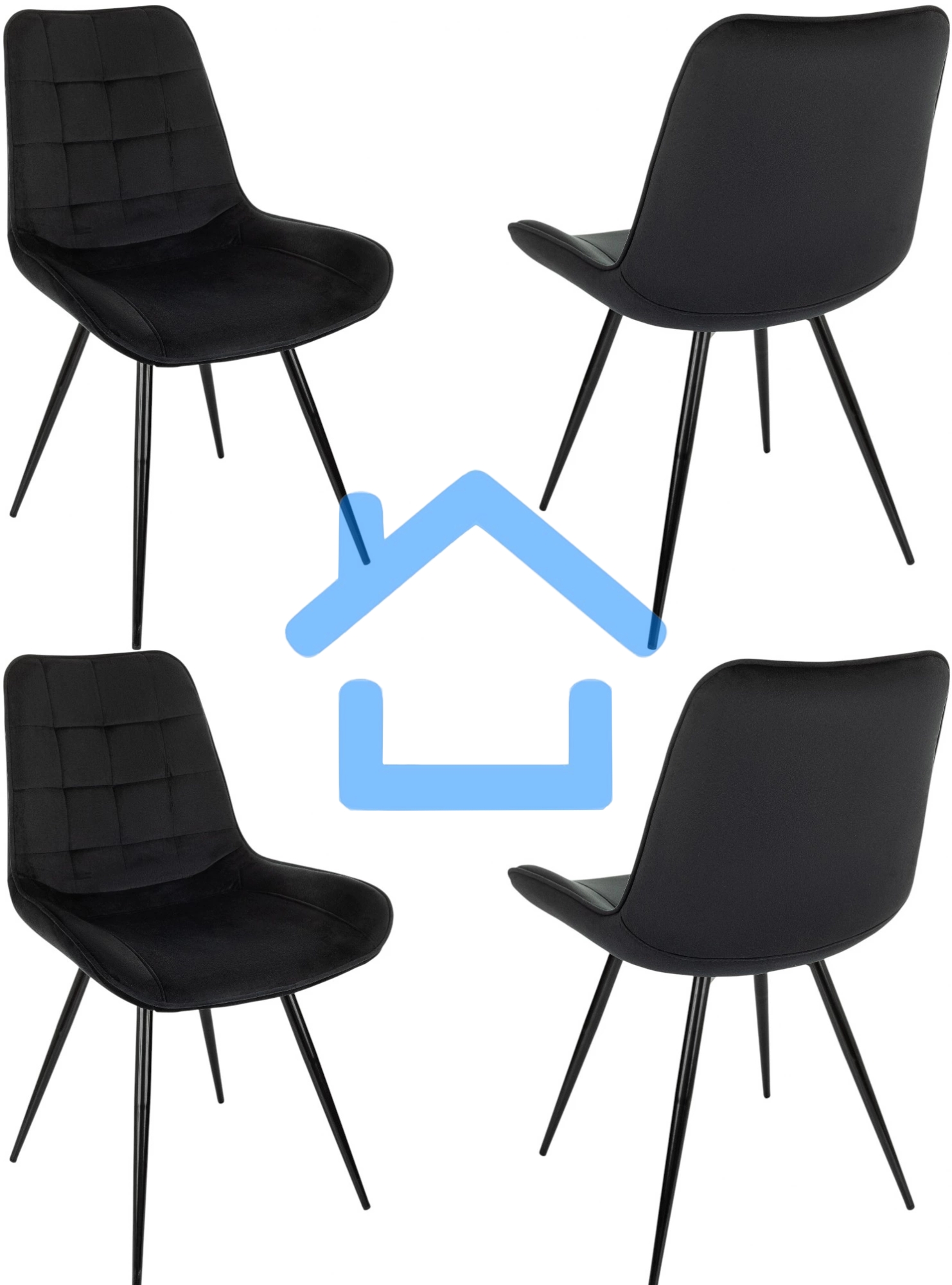 Стул для дома Бюрократ CH-K2_4 комплект 4шт черный Holland 75 металл черный на ножках (CH-K2_1/HL75_4)