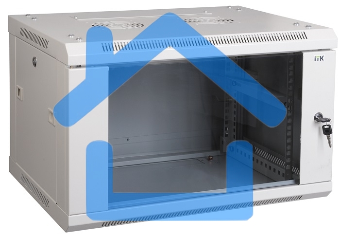 Шкаф ITK LINEA W 9U 600x600 мм дверь стекло, RAL7035