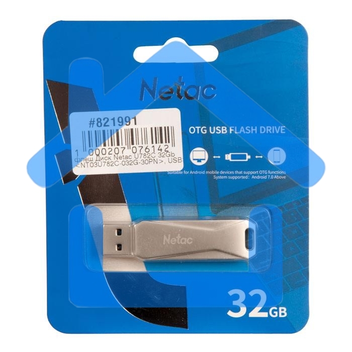 Флешка USB R/W Drive Netac U782C NT03U782C-032G-30PN dual USB3.0+TypeC 32Gb, retail version