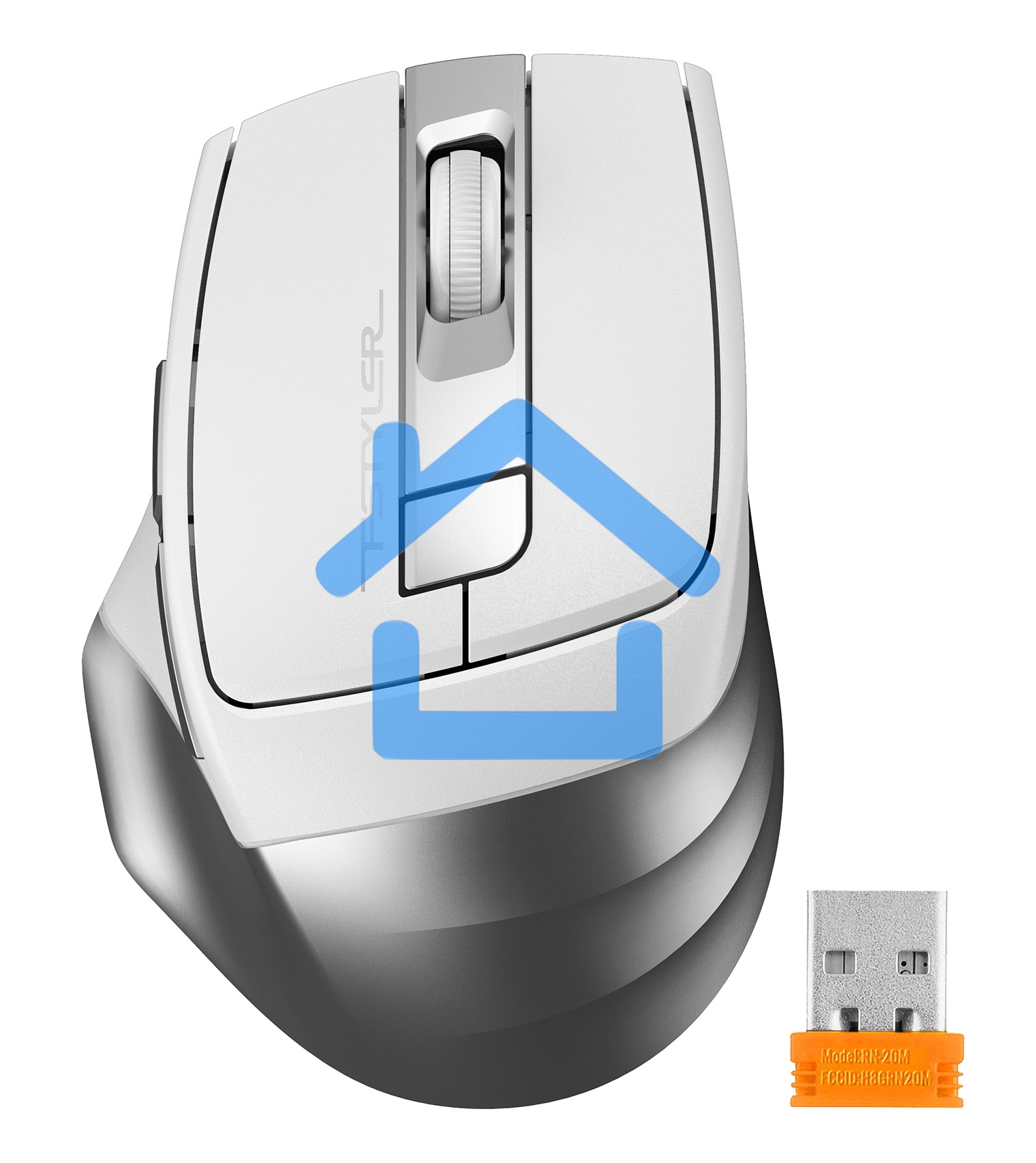 Мышь беспроводная A4Tech Fstyler FG35 серебристый/белый, 2000 dpi, радиоканал, USB, кнопки - 6
