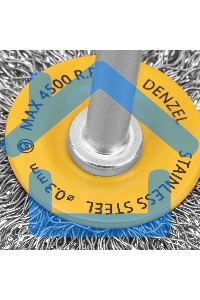 Щетка для дрели Denzel 50 мм, плоская, со шпилькой, нержавеющая витая проволока