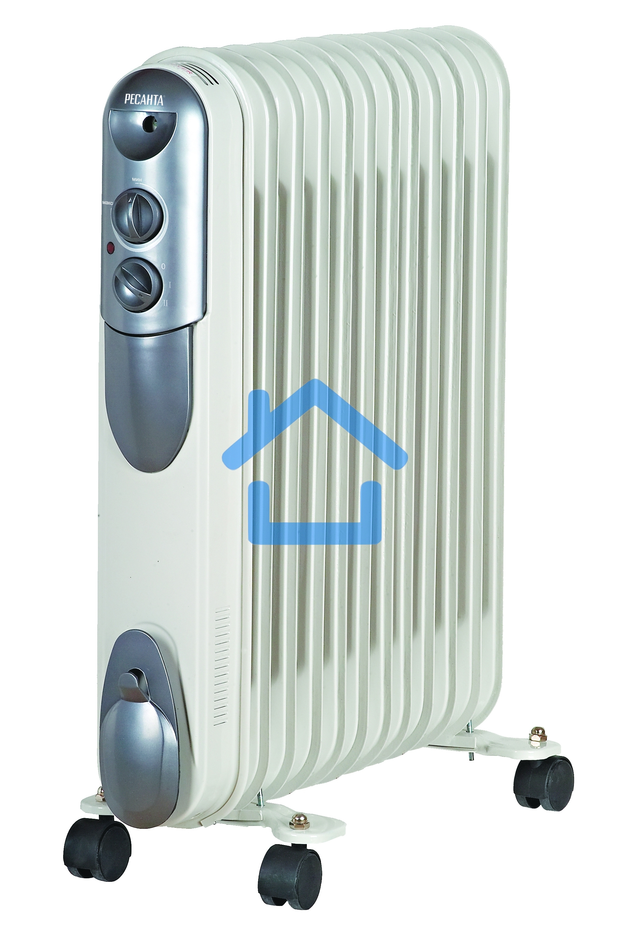 Обогреватель масляный Ресанта ОМПТ-12Н (12 секций) белый, 2500 Вт, 25 м2, термостат 67/3/5