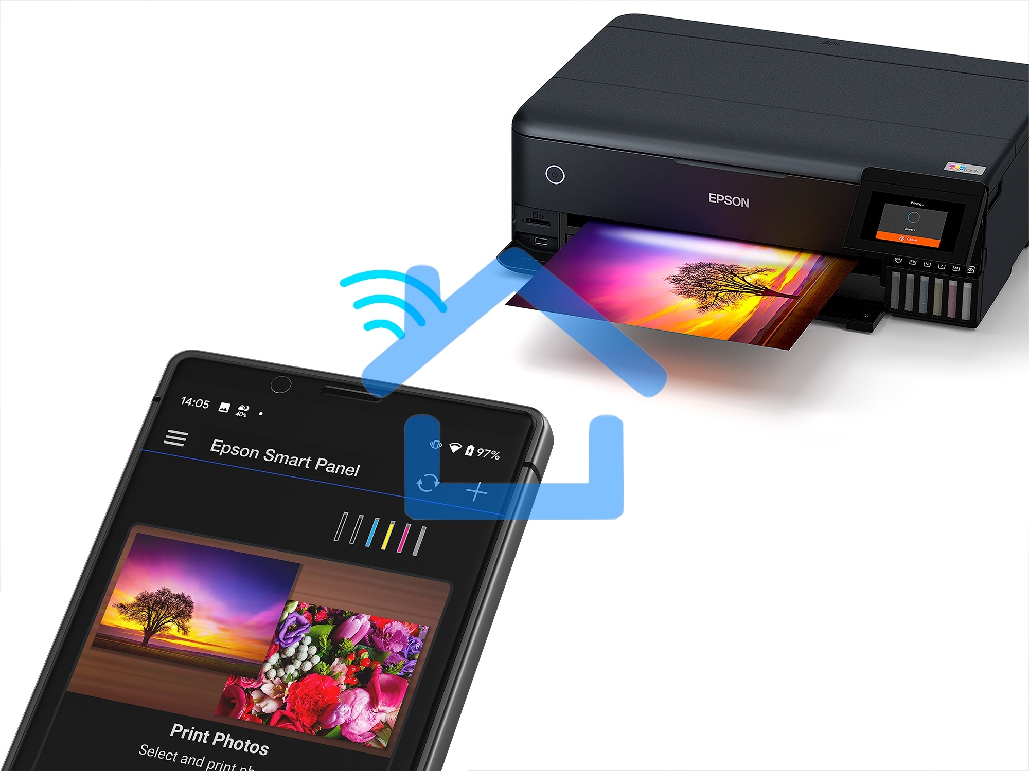 МФУ струйное Epson L8180 (C11CJ21403/C11CJ21402) A3 Duplex Net WiFi USB RJ-45 черный