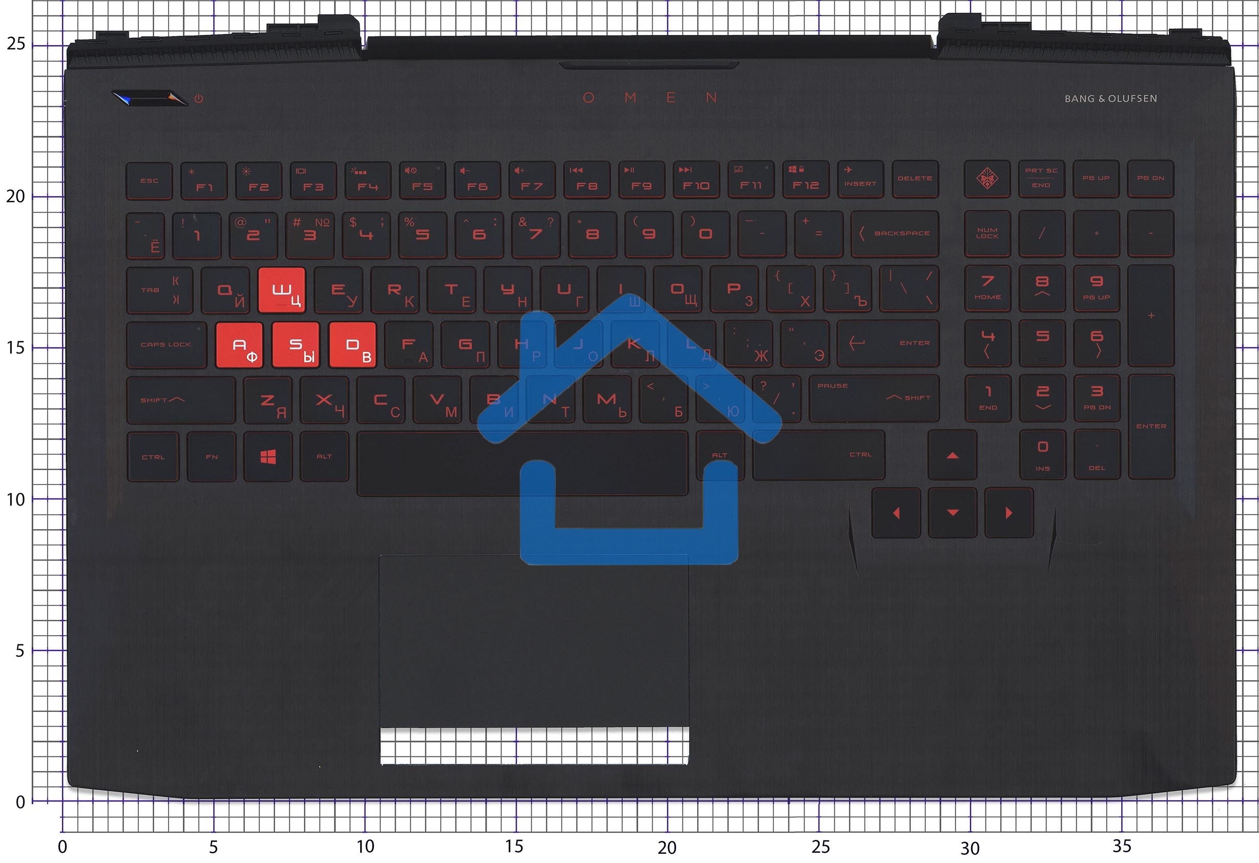 Клавиатура для ноутбука HP Omen 15-CE черная с подсветкой, Топкейс