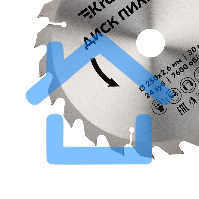 Диск пильный 250 мм х 24 зуб х 30 мм Kranz