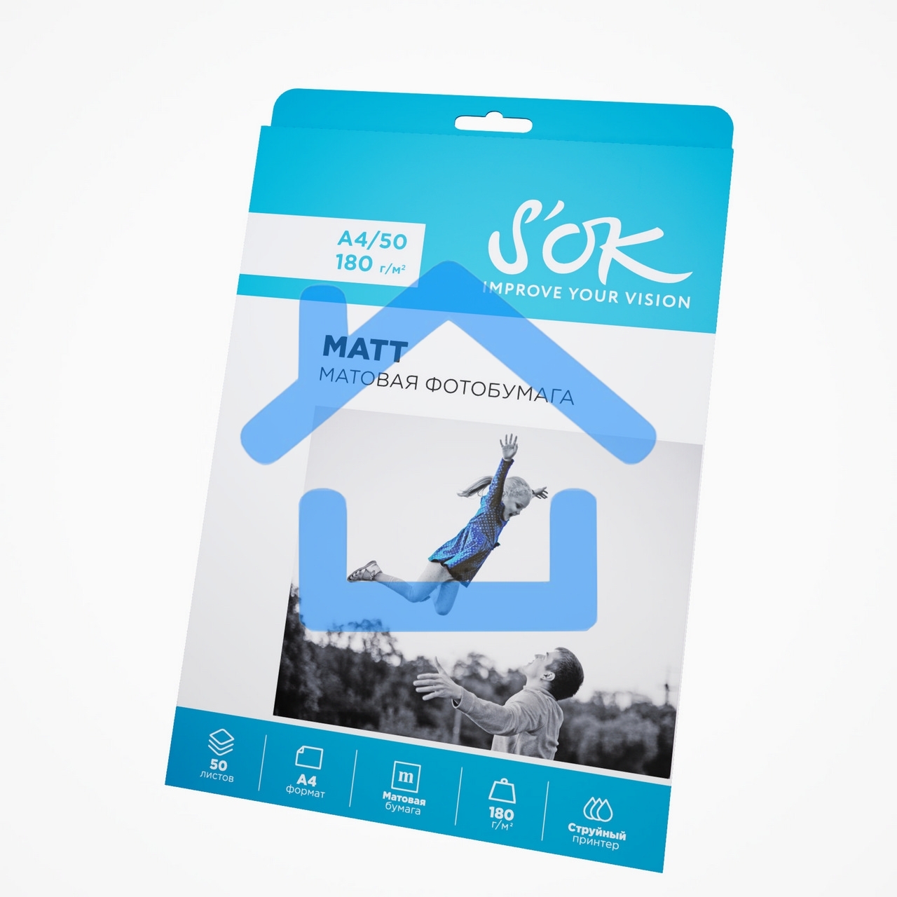 Фотобумага S'OK матовая, формат А4, плотность 180г/м2, 50 листов SA4180050M