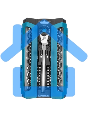 Набор торцевых головок, трещотка 120 зубьев, 36 предметов GROSS 14145