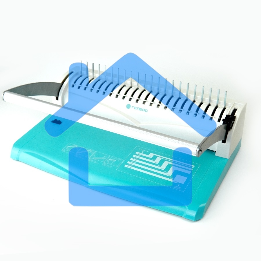 Переплетчик Heleos БП13п бирюзово-белый (БП13ПББ) A4/перф.13л.сшив/макс.450л./пластик.пруж. (6-51мм)