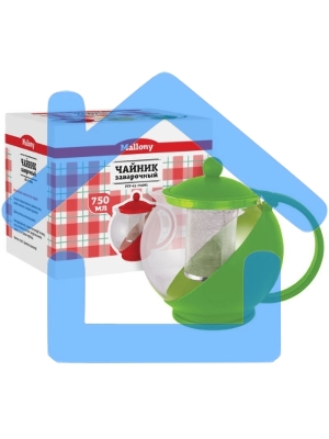 Чайник заварочный MALLONY Variato, 750 мл (стекло, пластик корпус, металл.ситечко), цвета в ассорт.