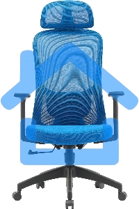 Кресло компьютерное Cactus CS-MC515-BL темно-синий, сиденье темно-синий, сетка/ткань, с подголов. крестов. пластик, пластик черный