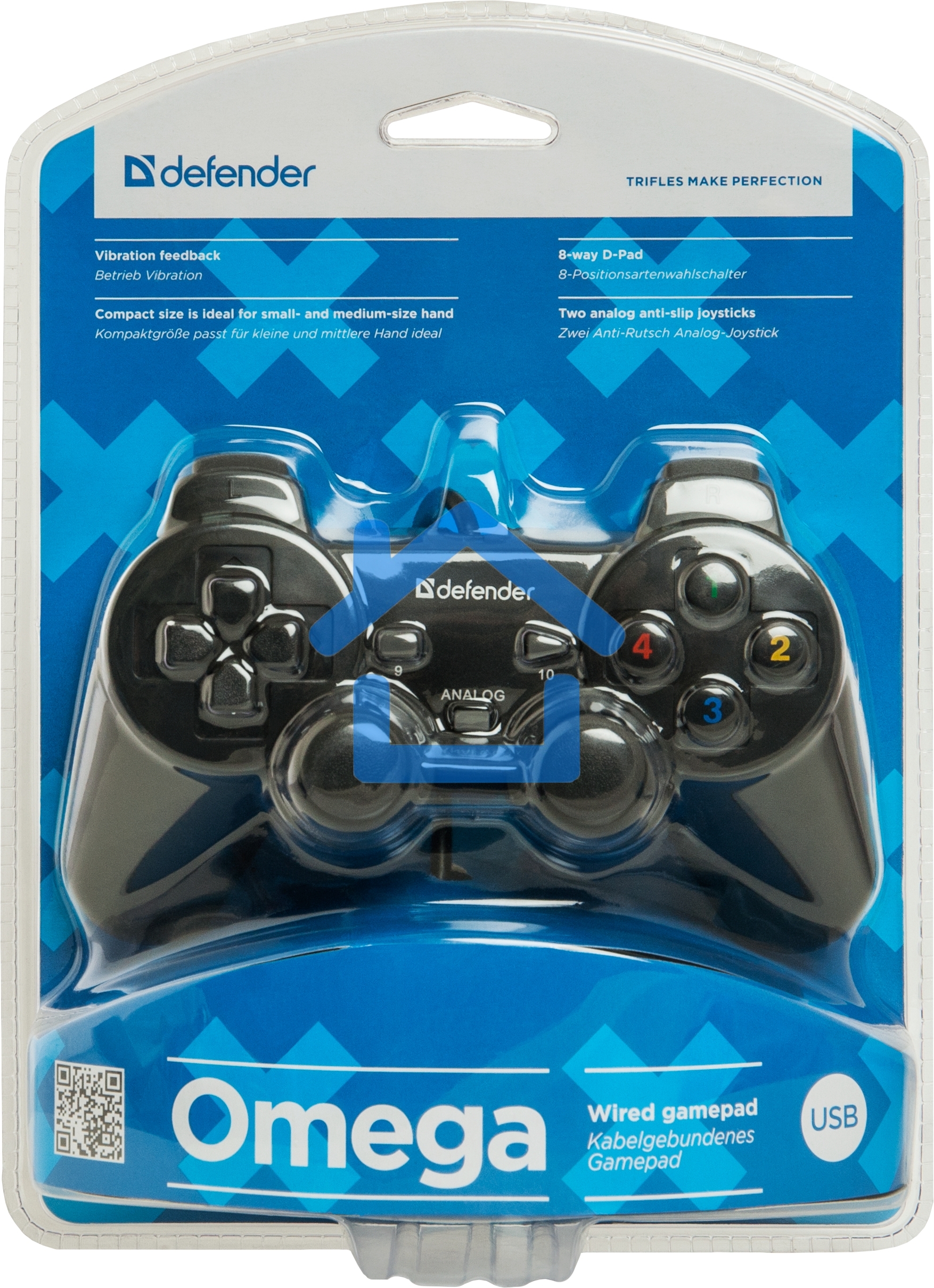 Геймпад Defender Omega USB, Проводной геймпад, 12 кнопок, 2 стика