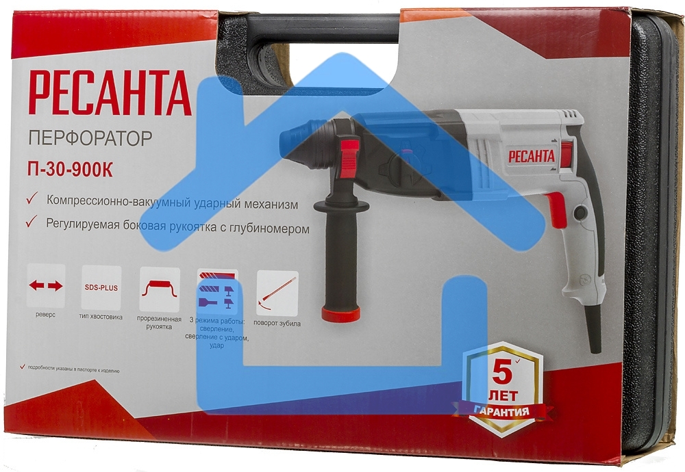 Перфоратор Ресанта П-30-900К патрон:SDS-plus уд.:4.3Дж 900Вт (кейс в комплекте)