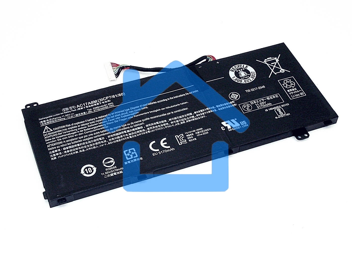 Аккумуляторная батарея для ноутбука Acer Spin 3 SP314-52 11.55V 5360mAh черный