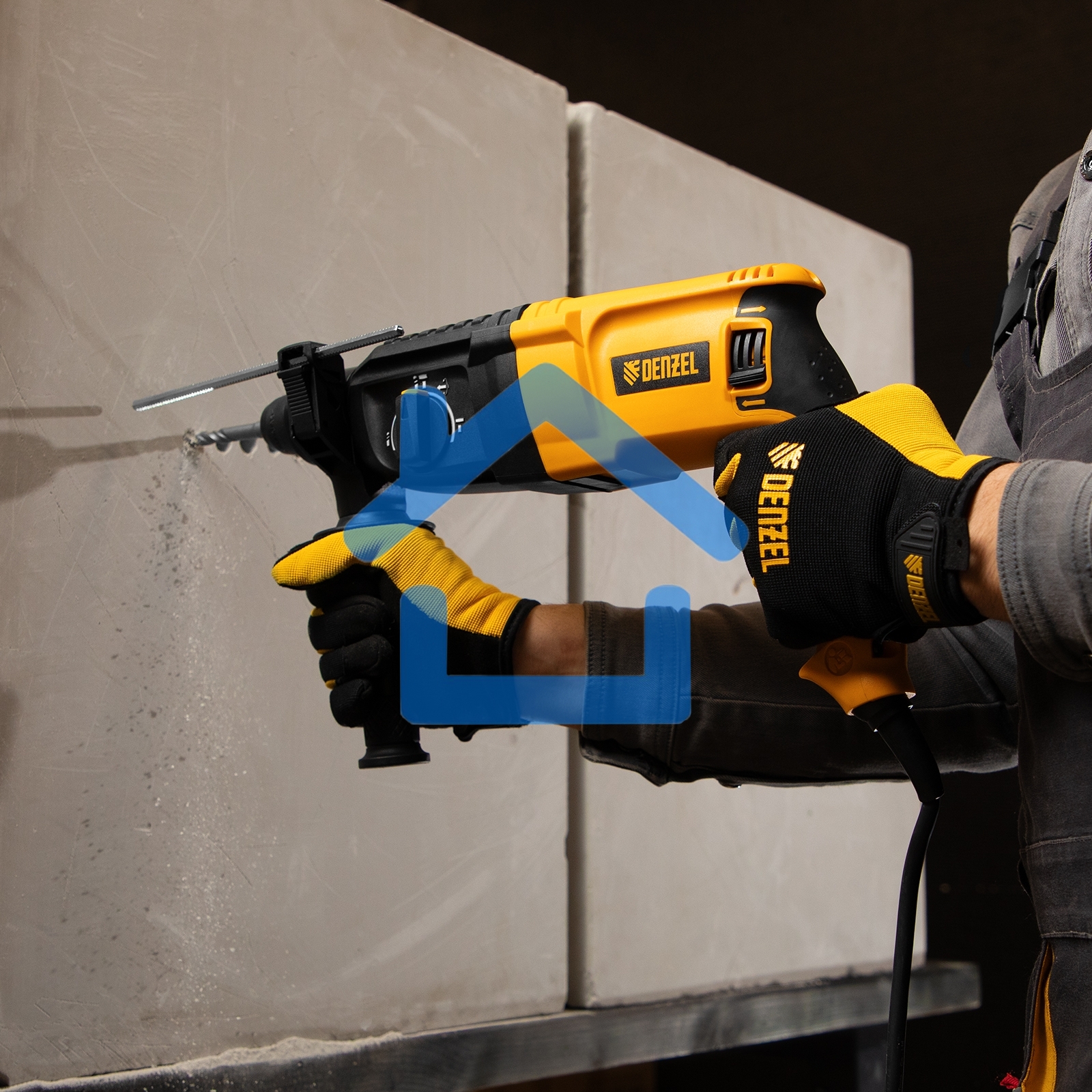 Перфоратор электрический RHH-800-26, SDS-plus, 800 Вт, 3 Дж, 3 плюс 1 реж. Denzel