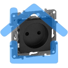 Розетка 2К на винтах, защ. шт., антрацит ETIKA